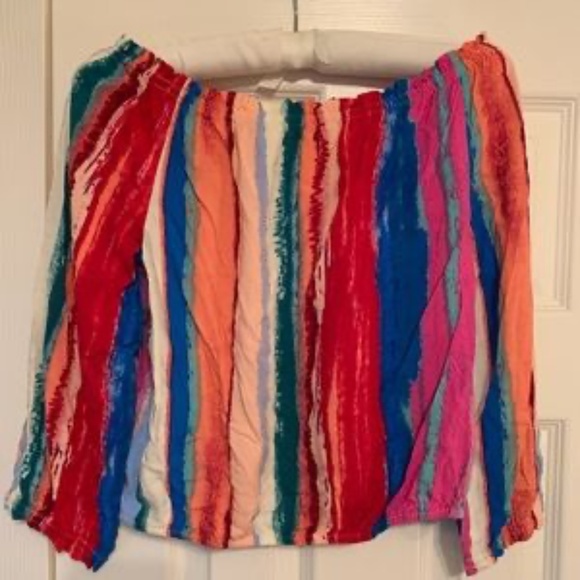 Candie's Multicolor Stripe Top On or Off Shoulder Size Small - Picture 3 of 5